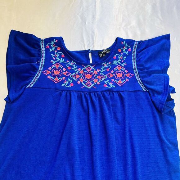 Perch By Blu Pepper Top SZ 1X Plus Embroidered Romantic Lightweight Floral Boho - Picture 4 of 7